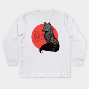 Midnight grumpy fox Kids Long Sleeve T-Shirt